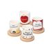 Avilia Set van 4 kopjes met schoteltjes van hout en kerstdecoratie