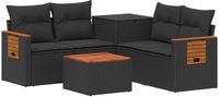 vidaXL Bankstel Zwart Poly Rattan en Staal