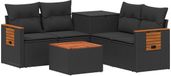 vidaXL Canapé Noir Poly rotin et Acier