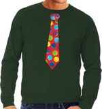 Bellatio Decorations Shoppartners Bv Foute kersttrui / sweater stropdas met kerstballen print groen voor heren XL