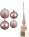 Decoris Kaemingk B.V. Compleet glazen kerstballen pakket lichtroze glans/mat 39 stuks - 18x 4 cm en 20x 6 cm - Inclusief piek mat