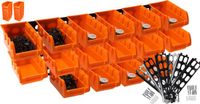 Discountershop B.V. Wandrek Opbergsysteem 16-delig – Schuiflades en stapelboxen voor Gereedschap, schroeven en spijkers – Ideaal voor Werkplaats, Schuur, Kantoor & Keukenkast – Inclusief Schroeven en Pluggen