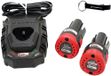 batterijset 12 volt, 2x 2 Ah, inclusief oplader en sleutelhanger