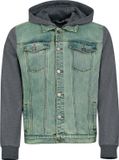 R.E.D. by EMP R.E.D. Rock-Engineered Design Blauw/grijs spijkerjack met sweatshirtmouwen - Heren - XL