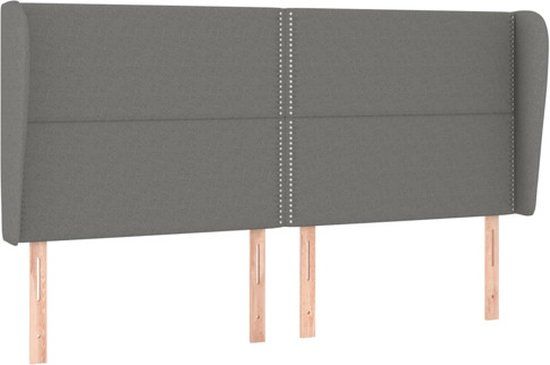 vidaXL Hoofdbord met randen 183x23x118/128 cm stof donkergrijs