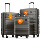 Polycarbonaat set de valises - Set de 3 valises, XL + L + M, Gris