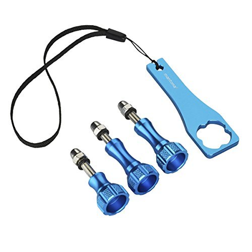 Mantona GoPro schroevenset en sleutels (voor GoPro Hero 6 5 4 3+ 3 2 1, Session en andere compatibele Action Cams, zeer sterk, geanodiseerd aluminium) aluminium blauw