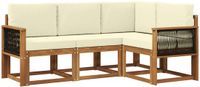 vidaXL - Hoek loungeset - 4 zitplekken - Polyester - Natuurlijk en crème