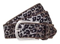 b.belt Leren Riem Cat Silver Belt W80 Anthracite - Silver Zilverkleurig