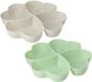 Koopman International plat à snacks / plat de service fleur - set 2x - avec compartiments - blanc / vert - plastique - D32 cm