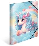 HERMA Mappen A4 Happy Unicorn set, 3-delig, hoekmappen van karton met kleutermotief, elastische band, binnenkleppen en binnenprint voor jongens, meisjes en kinderen