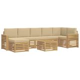 vidaXL - Buiten - bank - set - 8 - st - Wit - en - Beige - Polyester