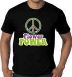 Bellatio Decorations Shoppartners Bv Grote Maten Jaren 60 Flower Power verkleed shirt zwart met groene en paarse letters heren - Plus size heren XXXL