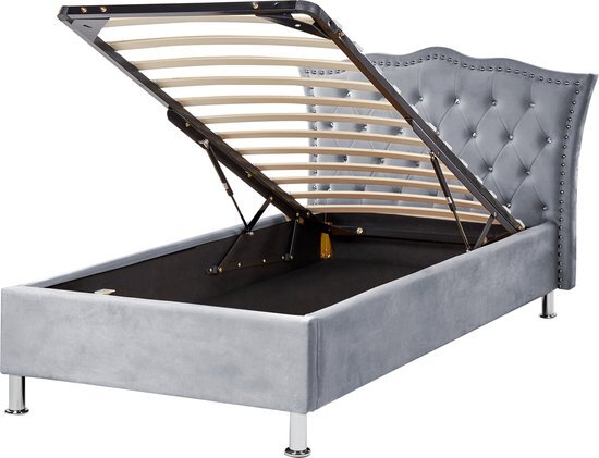 Beliani METZ - Bed met opbergruimte - Grijs - Fluweel