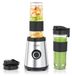 Arendo mixeur plongeant, 500 W, fabricant de smoothies avec 2 gobelets de 570 ml chacun, 4 lames en acier inoxydable, 2 vitesses et fonction pulse, sans BPA, argent-noir
