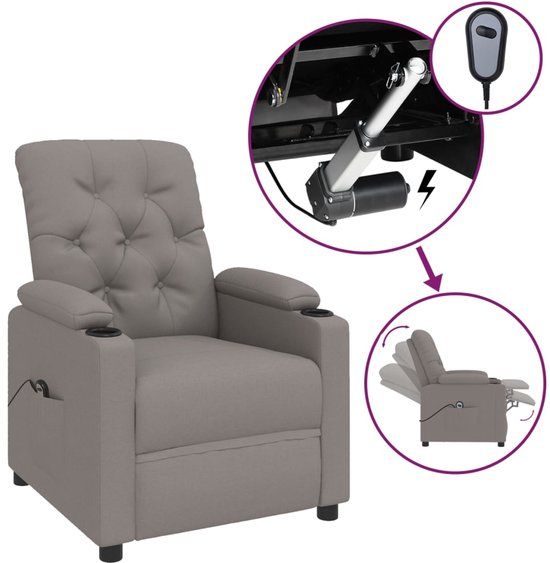 vidaXL Fauteuil verstelbaar elektrisch stof taupe