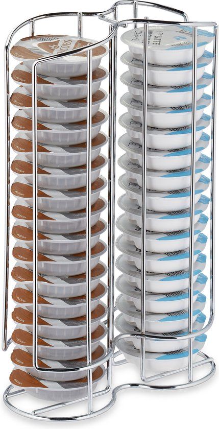 Merkloos Relaxdays Capsulehouder Tassimo Zilver Metaal 32 Cups