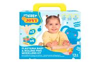 Jovi Pâte à modeler pour bébé - Mon premier set de modelage, 38 g, 4 couleurs différentes + 3 rouleaux en bois, sans gluten, ne sèche pas, pour enfants à partir de 12 mois (374RP)