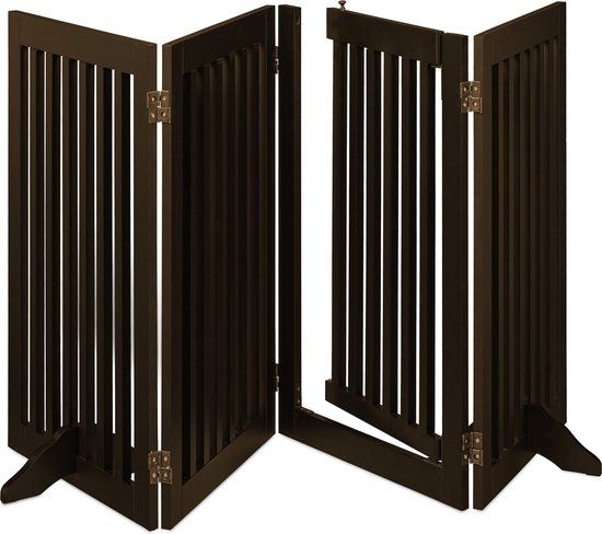 Relaxdays Hondenhek - 92 x 207 cm - met deur - vrijstaand - bruin