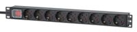 Intellinet 19" 1U PDU, 9-voudig EU, aan/uit-schakelaar, 16A, 2m kabel