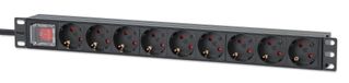 Intellinet 19" 1U PDU, 9-voudig EU, aan/uit-schakelaar, 16A, 2m kabel
