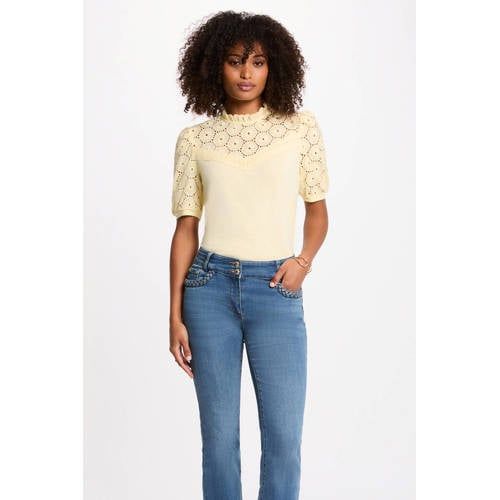 Morgan top broderie lichtgeel