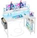 Bureau en L-vorm met LED-verlichting en stopcontacten, 120x70 cm