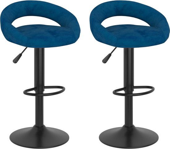 vidaXL Barkrukken 2 st fluweel blauw