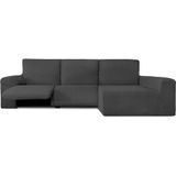 ECOMMERC3 Bankhoes voor chaise longue, lange arm rechts met ontspanning, overtrek voor chaise longue, donkergrijs, bi-elastisch, ademend en eenvoudig aan te brengen, met schuimstoffen en elastieken