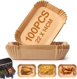 Merkloos Bakpapier - voor heteluchtfriteuse - 100 stuks - 22 x 14 cm - rechthoekig - anti-aanbaklaag