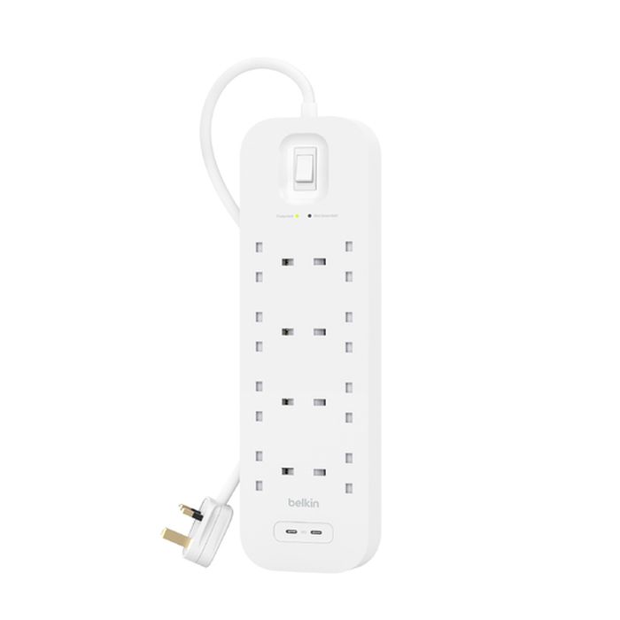 Belkin Spanningsbeveiliger met 8 stopcontacten Wit 2M (USB-C+USB-C)