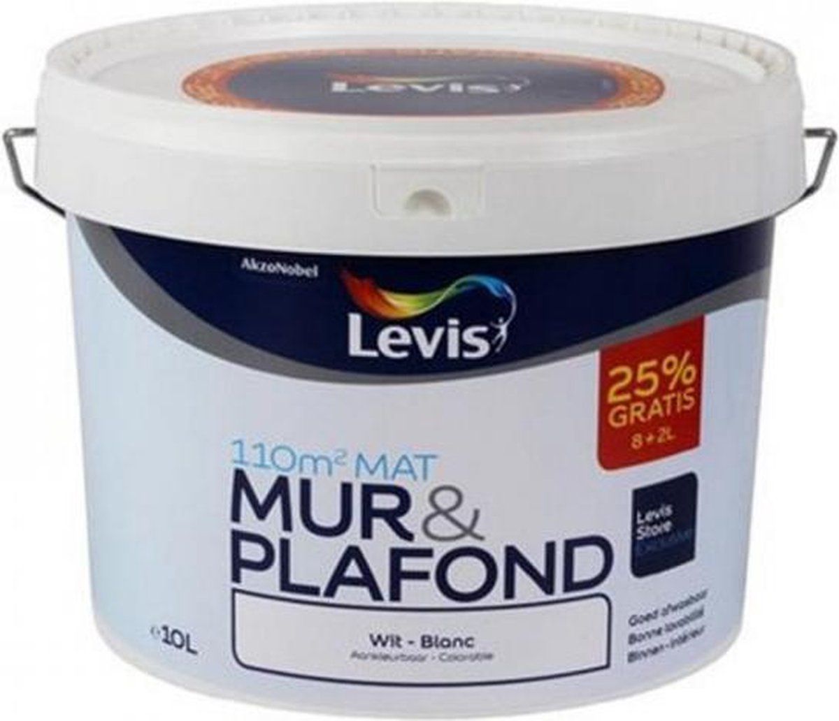 Levi's Mur & Plafond - Mat - Wit - 8L + 2L Gratis