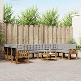 vidaXL Hoek loungeset 10 zitplekken Acacia hout Naturel en lichtgrijs