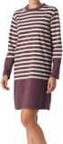 Schiesser Nachthemd Lang Dames Cacaobruin Gestreept Katoen/Polyester