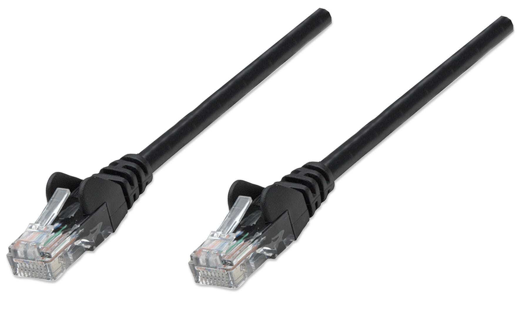 Intellinet Network Patch Cable, Cat5e, 2m, Black, CCA, U/UTP, PVC, Gold Plated Contacts, Snagless, Booted, Polybag