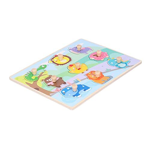 Nunafey Leren Peg Puzzle Toy, Hoge temperatuur Warmteoverdracht Proces Peg Puzzle Toy Fijn snijden Polijsten Rijke kleur voor thuis Spelen voor 36+ maanden oude kinderen(dier)