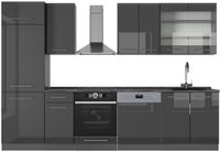 Vicco Fame-Line Complete keukeneenheid – 300 cm zonder werkblad Antraciet Hoogglans