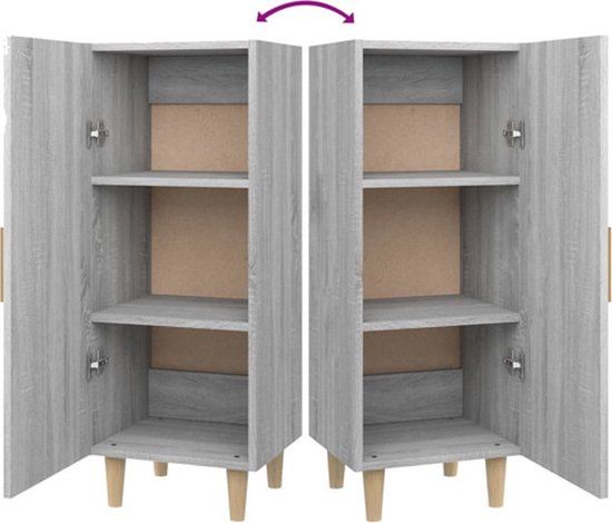 vidaXL Dressoir 34,5x34x90 cm bewerkt hout grijs sonoma eikenkleurig