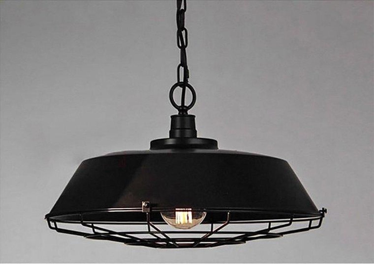 Groenovatie Vintage Industriële Cage Design - Hanglamp - Ø 46 cm - Zwart