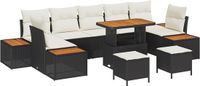 vidaXL Tuinbank Set Zwart Poly Rattan
