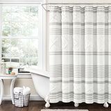 Lush Decor Urban Diamond Stripe geweven getuft milieuvriendelijk gerecycled katoen douchegordijn, 182 x 182 cm, grijs