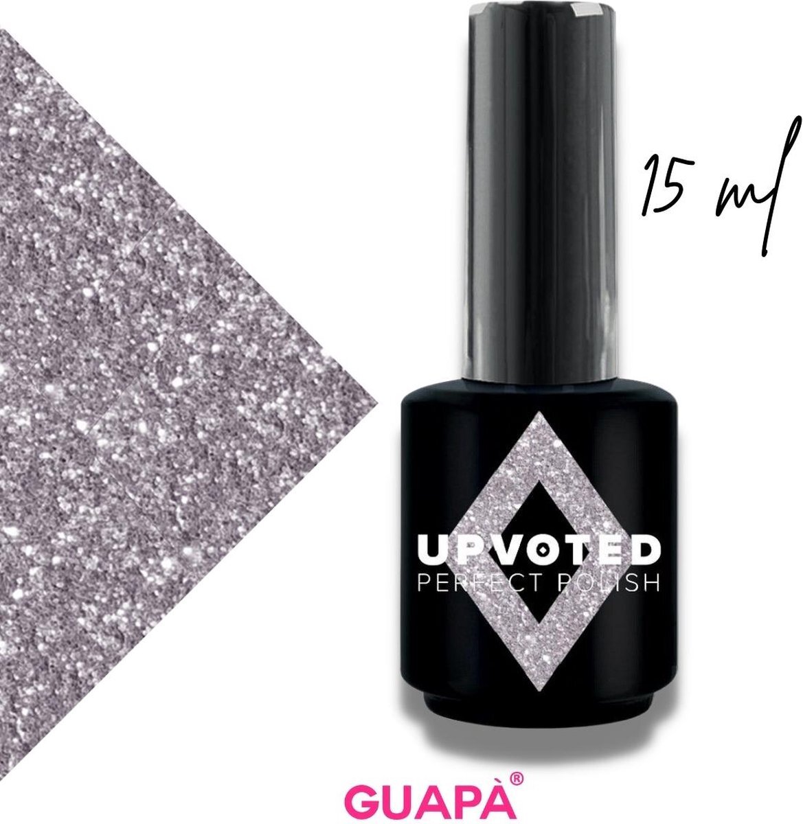 GUAPÀ Gellak Glitter Zilver | Pink Gellak | Gel Nagellak | Gel Polish | Professionele Salon Kwaliteit | 15 ml