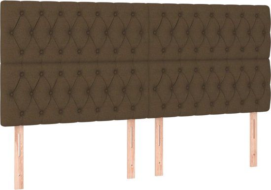 VidaXL Hoofdeind & Voeteind Donkerbruin Polyester/Hout 1800 mm x 70 mm x 1180-1280 mm
