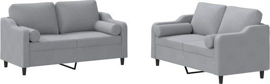vidaXL 2-delige Loungeset met kussens stof lichtgrijs