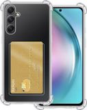 ShieldCase TPU shock case met pasjeshouder geschikt voor de Samsung Galaxy A55 hoesje - telefoonhoesje met ruimte voor pasjes - ruimte voor 2 pasjes - doorzichtige backcover met verstevigde randen (transparant)