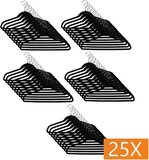 Relaxwonen Kledinghangerset 25 stuks - Non slip kledinghangers - Fluweel zwart