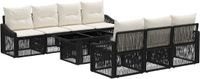 vidaXL Tuinbank Set 8-delig Zwart en Crème Wit Polyrattan