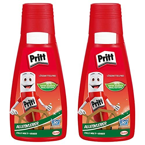 Staedtler Pritt universele lijm, sneldrogende lijm die gemakkelijk aan te brengen is, oplosmiddelvrije vloeibare lijm voor kinderen, witte knutsellijm voor vele knutselmaterialen, Verpakking met 2x 100 g