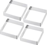 Westmark taartframe 4 dek. – Perfecte taart- en quicheblikken – Uniform bakresultaat dankzij perforatie – Zilver, 7x7 cm
