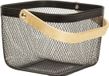 Merkloos Opbergmand - met handgreep - zwart - metaal - 17 x 24 x 24 cm - draadmand